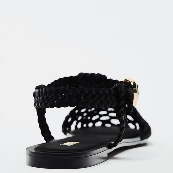 Zara Flat Cage Sandals in Black - Picture 3 of 11